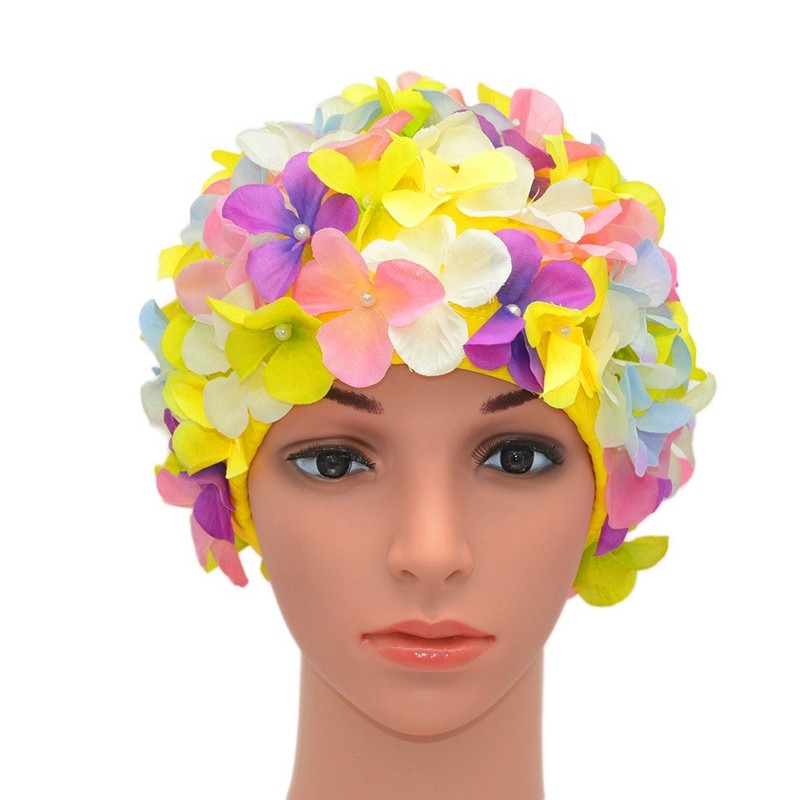 Medifier Women's Vintage Floral Leaf Retro Swimming Cap