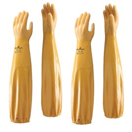 (2 Pair) Showa Atlas 772 Nitrile Elbow Length Chemical Resistant Gloves, 26", Yellow (Medium)