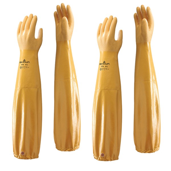 (2 Pair) Showa Atlas 772 Nitrile Elbow Length Chemical Resistant