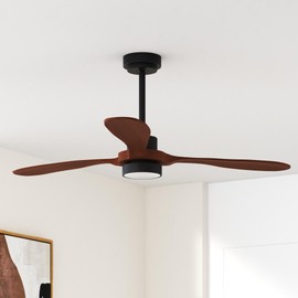 GESUM 52" Outdoor Ceiling Fan With Light, 6 Speeds, Remote Control, Low Profile for Bedroom, Living Room, Dining Room
