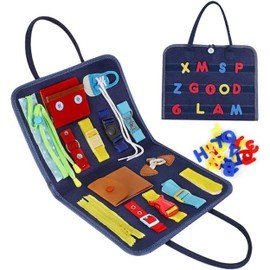 Time TO Fiesta | Tablero Educativo con ABC de Velcro Juguete Educativo, Montessori Bag, Juego Ocupado, Bussy Board, Juguete Educativo de Actividades cotidianas
