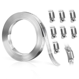 Hose Clips Adjustable 2M Stainless Steel Band & 7 Pipe Clips Stainless Steel Jubilee Clips Assorted 13-20mm 40-60mm 25-40mm 16-25mm 10-16mm 60-80mm Pipe Clamp Set for Small and Large Jubilee Clips