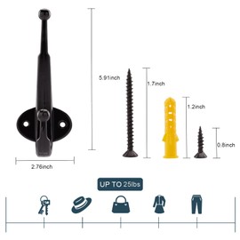 YTJG Coat Hooks Wall Mounted Heavy Duty for Hanging Coat Hanger with Screws for Bathroom Kitchen Office Entryway 4 Packs