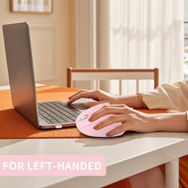 Dtobhars Left Handed Mouse, Ergonomic 2.4GHz Vertical Optical Wireless Mouse with USB Receiver DPI (800/1200/1600) for PC Computer Laptop Macbooks,Cordless Mice Specially for Lefty Left-handers(Pink)