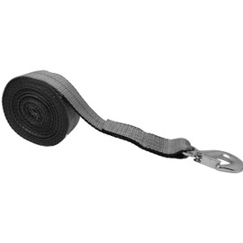 CustomTieDowns 2 Inch x 16 Foot Heavy Duty Replacement Winch Strap, Boat Hook On One End, 1 Inch Loop On Opposite End for Attachment to Winch. (Gray)