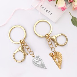 huajiaobrave Pack of 2 Key Chains Girlfriend, Guardian Angel Keychain, Alloy Material, Lucky Charm Keychain, Small Gift for Women, Couples, Couples, Loves, a