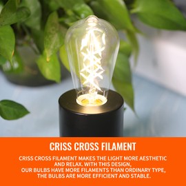 OMED Fishbone Filament LED Edison Bulbs, 60 Watt Equivalent ST64 E26 Dimmable Vintage Light Bulbs, 600Lumen 4000K Daylight White Spiral Old Fashioned Light Bulbs for Dining Room and Island Kitchen