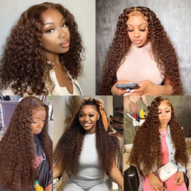 Dokksiiia 3 Bundles (28/30/32 Inch) Water Wave Human Hair #4 Dark Brown Bundles - Brazilian Double Weft, Rich Chocolate-Brown Water Curly Weave, Soft & Thick for Black Women