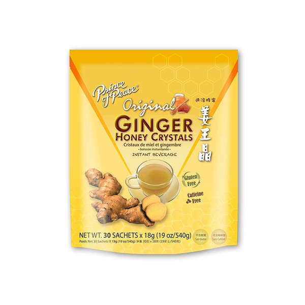 Prince of Peace Instant Ginger Honey Crystals, 30 ct Bags - 18 g Sachets, - PACK OF 4
