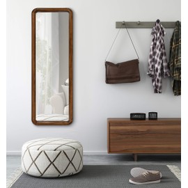 Kate and Laurel Pao Mid-Century Panel Wood Framed Wall Mirror, 16 x 48, Walnut Brown, Modern Full Length Mirror for Wall