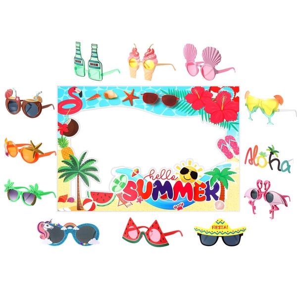 Relaxweex 13 Pcs Luau Photo Booth Props Hawaiian Party Decorations,