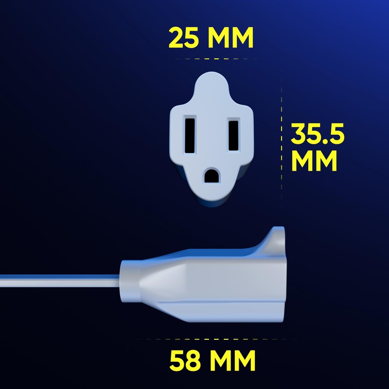 Maximm 360 Rotating Flat Plug Extension - 1ft Slim Space-Saving