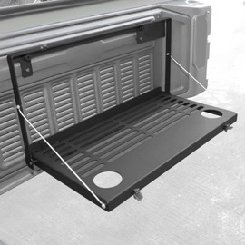Hoolcar Tailgate Table Rear Door Foldable Table Cargo Shelf Storage Rack Compatible with Jeep Wrangler JL JLU 2018-2023, Support up to 75lb Cargo Luggage Carrier，Black with Cup Holder