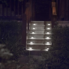 XLUX Solar Powered Lights for Deck Steps Stairs Fences Pathway Path, LED lamp, Outdoor Waterproof, White Light 6 Pack