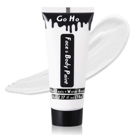 Go Ho Cream White Face Body Paint(2.37 oz),Water Based White Face Painting,Joker Clown Zombie Skeleton Makeup for Adults Children,SFX Cosplay Costumes Festivals Halloween Makeup