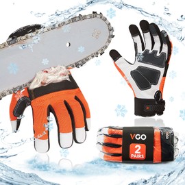 Vgo 1 par de Guantes de Trabajo Para Motosierra, Protección Para Sierra En La Parte Posterior Izquierda (M/M, naranja, GA8912)