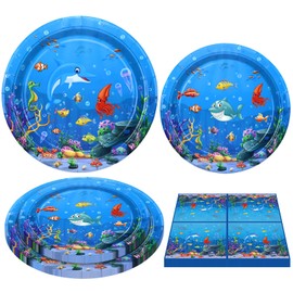 120 Pack Ocean Sea Party Plates Under the Sea Tableware Set Ocean Animal Birthday Party Plates - Sea Animal Party Plates, Napkins Kid’s Party Decoration Serves 40