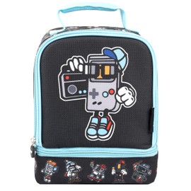 Fringoo - Double Decker Lunch Bag - Cool Gamer Design - Lunch Bag for Kids - Lunch Bag with Compartment - Gamer Lunch Bag, Great School Lunch Bag - Fully Insulated