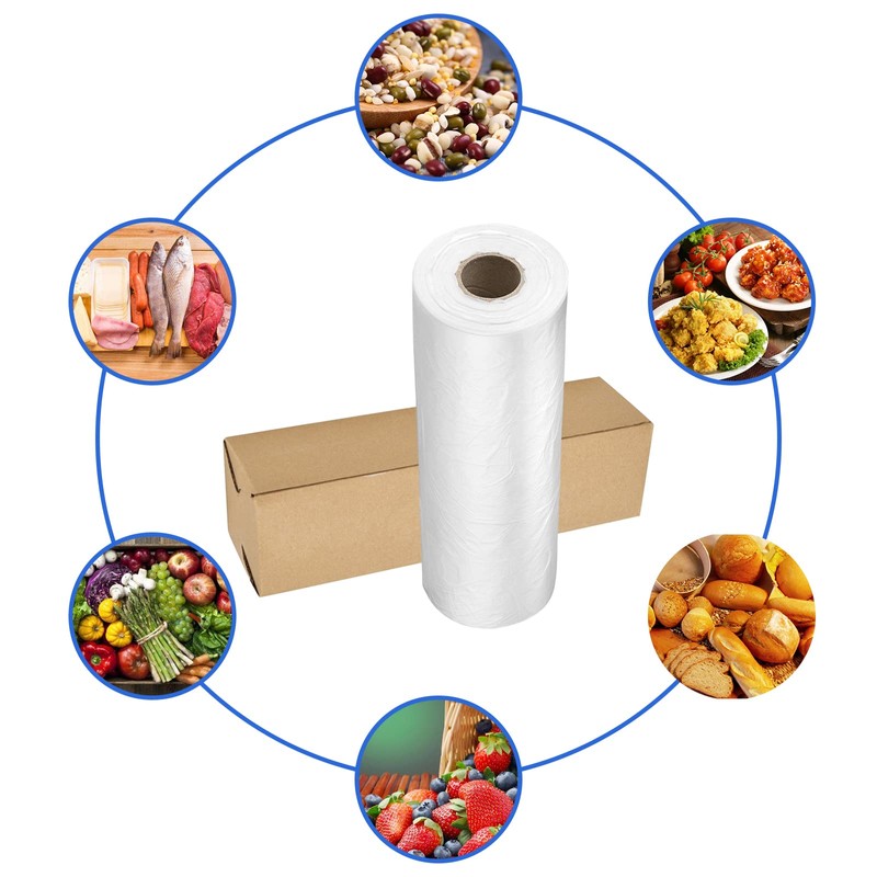 Tapsin 12x16 Plastic Produce Bags on a Roll - Clear