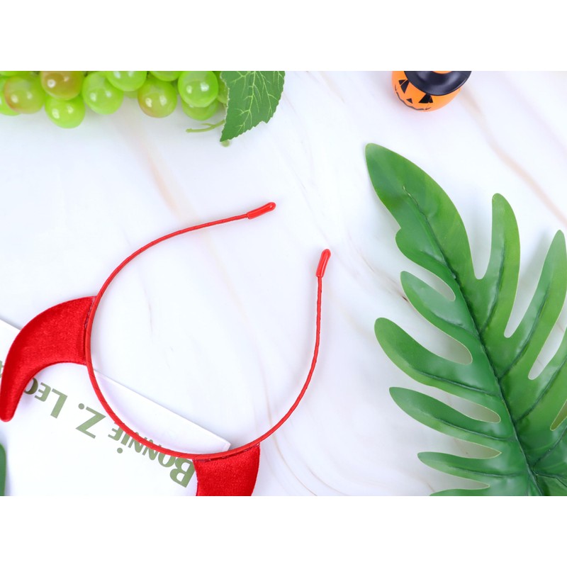 Dense Velvet Devil Horns Headband Red