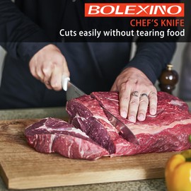 BOLEXINO Chef Knife,10 inch High Carbon Stainless Steel Kitchen Knife, Sharp Cutting Knife W/Ergonomic Handle for Household or Business (White)