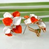 Navachi Omega Earrings Az2299e 18K Gold Plated Crystal Orange White