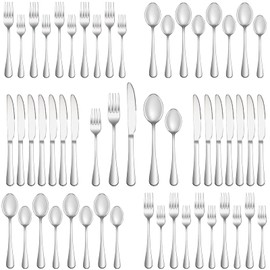 40 Piece Silverware Set Service for 8,Premium Stainless Steel Flatware Set,Mirror Polished Cutlery Utensil Set,Durable Home Kitchen Eating Tableware Set,Include Fork Knife Spoon Set,Dishwasher Safe