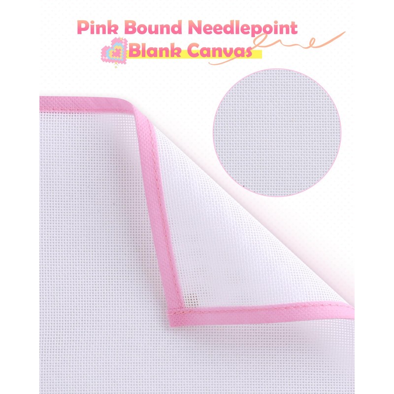 Zplontya Bound Needlepoint Canvas – 3 Pcs 18 Mesh Pink
