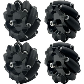 Premium Mecanum Wheel 80mm Omni Wheel with 4Pcs 5mm Metal Coupling Motor Connector Tire for AGV Smart Robot Car Chassis, Omni-Directional Wheel Smart Robot Car Accessories DIY Mecanum Robot Kit
