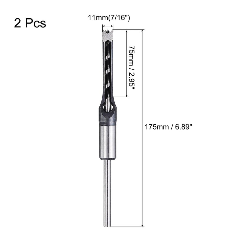 sourcing map 2pcs Square Hole Drill Bit 11mm(7/16") High Carbon