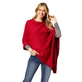 Coco + Carmen Womens Poncho - Red, One Size, Womens, Female, Poncho, Casual, Acrylic, Polyester, Straight, Pull On, Hooded Neck, Unlined, Not Water Resistant, Women