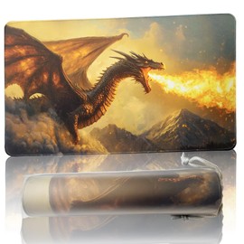 MTG DND Play Mat Game Mat- 3MM Thick High-Density Non-Slip Surface, Stitched Reinforced Edges for Magic playmats, DND Tabletop RPG, TCG Card Games (Dragon 6)