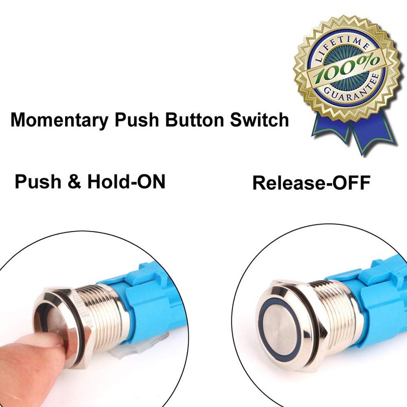 Gebildet 2pcs 0.47 Inch/12mm Stainless Steel Momentary Push Button Switch