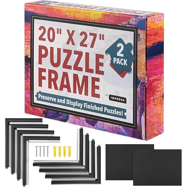 IMPRESA 2-Pack 20x27" Puzzle Frame – Puzzle Hanging Kit for