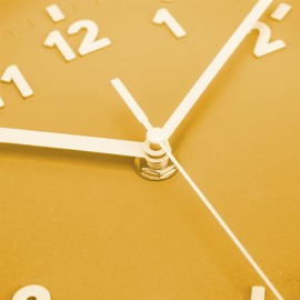 Topkey 8 Inch Round Quiet Wall Clock Easy Read Big Numbers Kitchen Modern Non-Ticking Decorative Wall Clock for Bedroom Office School-Yellow