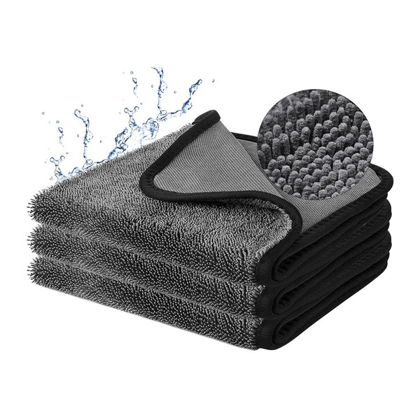 Pack of 3 Microfibre Car Cloths, 60 x 40 cm,Large