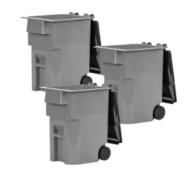 Figures Toy Company Set of 3 Gray Trash Cans With Lid & Wheels for WWE & AEW Figures