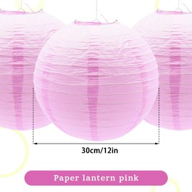 Ruidee Pack of 6 Paper Lanterns Round Lampshade Wedding Party Decoration Paper Lamps for Wedding Party Birthday Decoration (Pink)