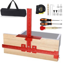 14-Piece Cabinet Hardware Jig Tool Set, Red Aluminum Alloy Cabinet Handle Jig & Drill Guide Template for Drawer Knobs, Door Pulls, Cabinet Handle Template & Hinge Adjustment Tool