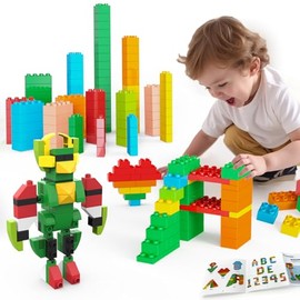 Bloques de construcción para niños de 3 a 8 años, ladrillos de construcción de 8 colores para el desarrollo, la creatividad y las habilidades motoras 