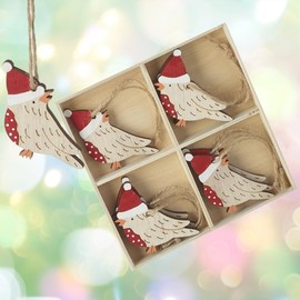 Luck and Luck Wooden Christmas Hanging Bird Tree Decorations x 8