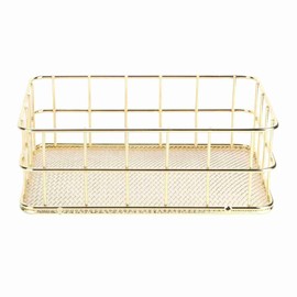 Nivvity Wire Mesh Basket, Golden Iron Storage Basket Multifunctional Wire Mesh Desktop Storage Organizer for Home(Small)