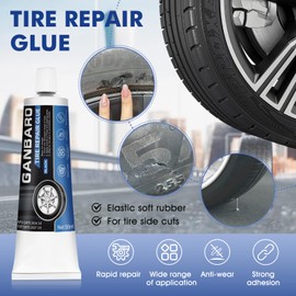 Ganbaro 50 ml Tyre Repair Glue, Black Tyre Glue, 10pcs Rubber Glue for Tyres Nails for Sidewall Bonding or Air Leakage of Tires, Tire Nail Repair Kit Glue Suitable for Motorcycle, Car, Bicycle
