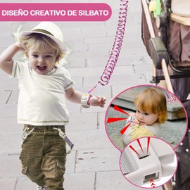 Seguridad Niños Pulsera, 2.5m Correa de Seguridad para Niños, Antirrobo Correa Niños Seguridad, Transpirable Reflectante, 360° Correa Antirrobo Ajustable NiñOs, Adecuada para Niños Niñas (Rosa)