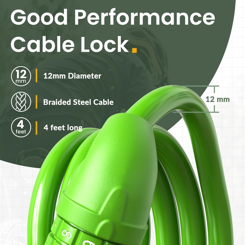 Titanker Bike Lock, 4 Feet Security Resettable Combination Coiling Bike
