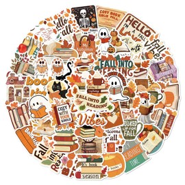 50 Pieces Fall Reading Themed Decorative Stickers Pack, Autumn Books Bookish Stickers for Readers Adult Spicy Booktok Vinyl Decals