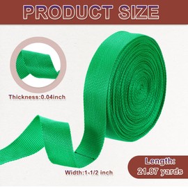 sourcing map Nylon Webbing Strap, 22 Yards x 1-1/2" Polypropylene Flat Webbing Band for Pool Solar Cover, Repairing DIY Crafting(Green)