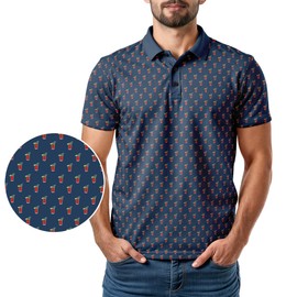 Funny Golf Polo Men Shirts - Short Sleeve UPF Quick Dry Fit Performance Moisture Wicking Stretch Crazy Summer Casual Tropical (US, Alpha, Large, Regular, Regular, Bloody Mary)