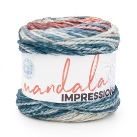 Lion Brand Yarn Mandala Impressions, Multicolor Yarn for Knitting, Crochet and Crafting, Patchwork, 1 Pack