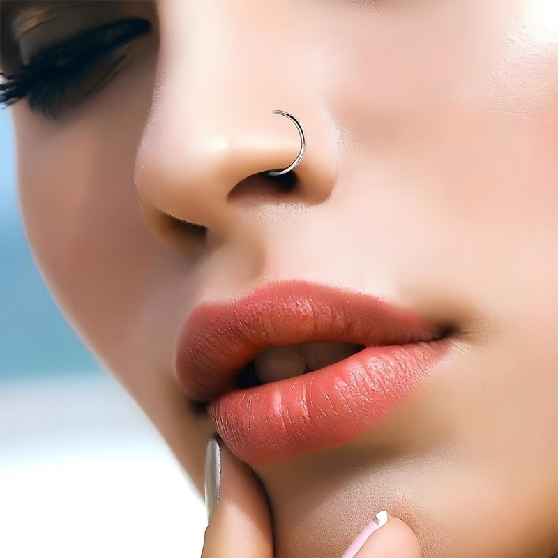 BDEPSTR Pack of 8 False Nose Ring D-shaped Nose Ring